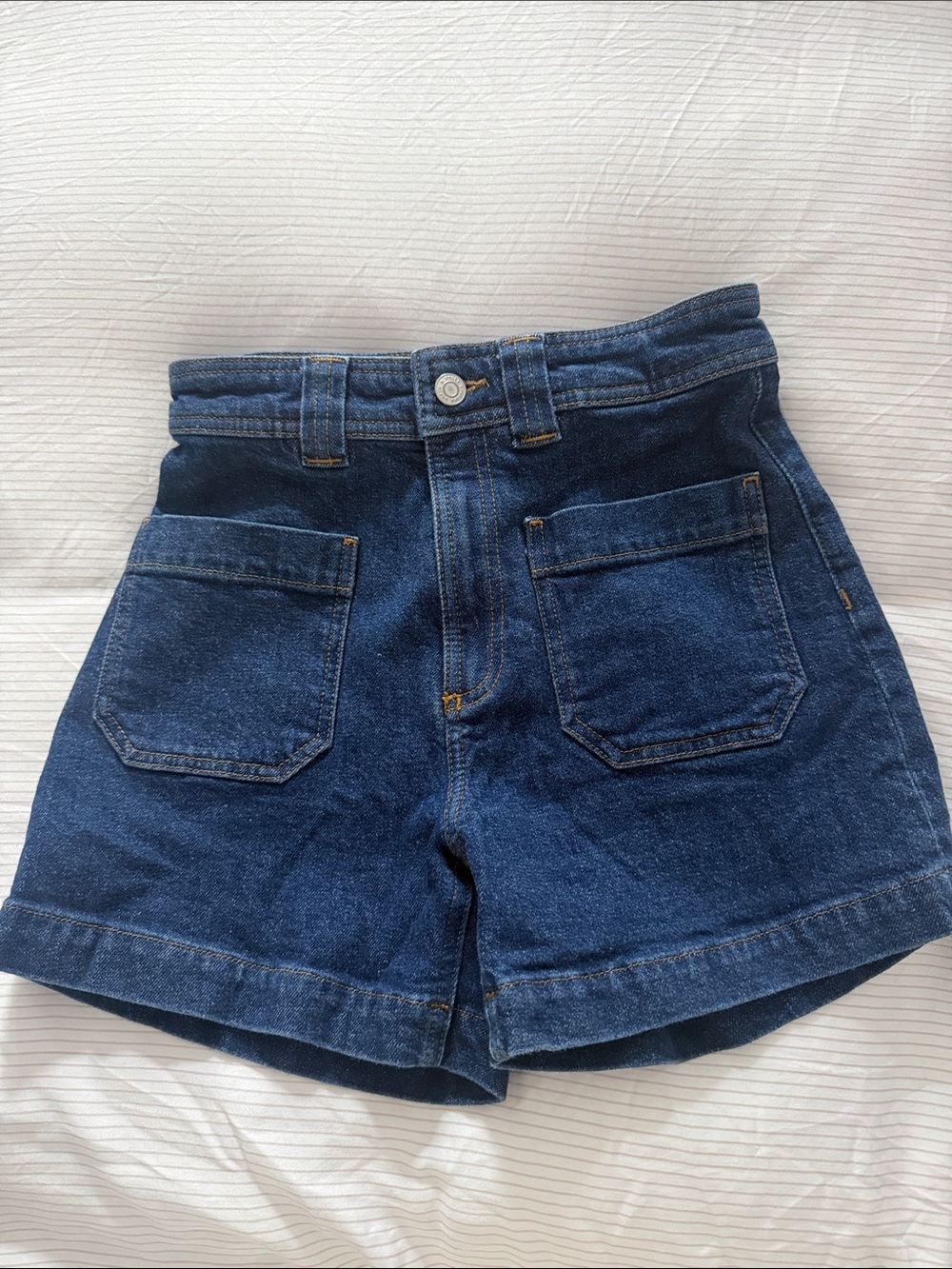 & Other Stories Dark Blue High-Waist Denim Shorts